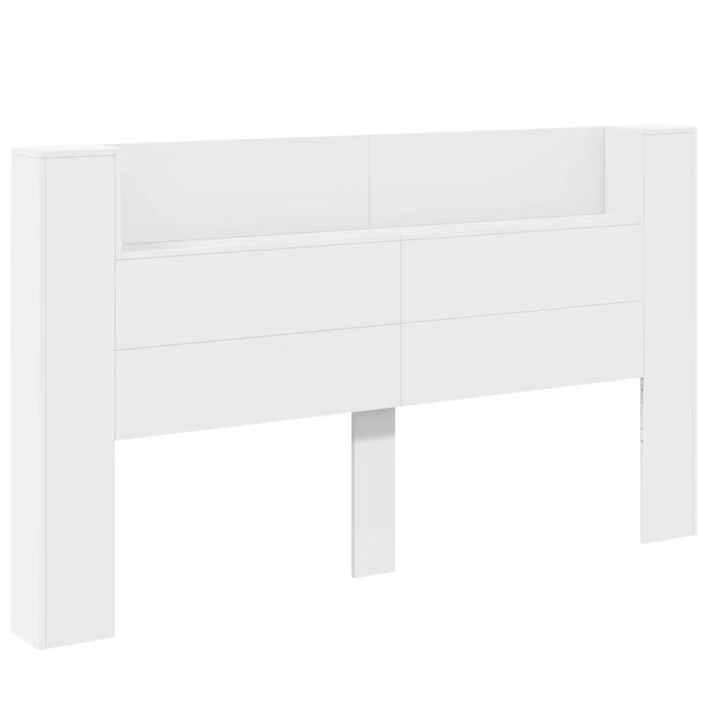 Testiera con stoccaggio e illuminazione LED vidaXL in legno bianco L: 180 cm, H: 103,5 cm, P: 24,6 cm – 2
