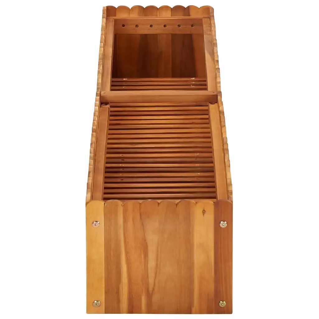 Letto rialzato e fioriera da giardino in legno di acacia marrone L 150 x P 30 x H 25 cm – 2