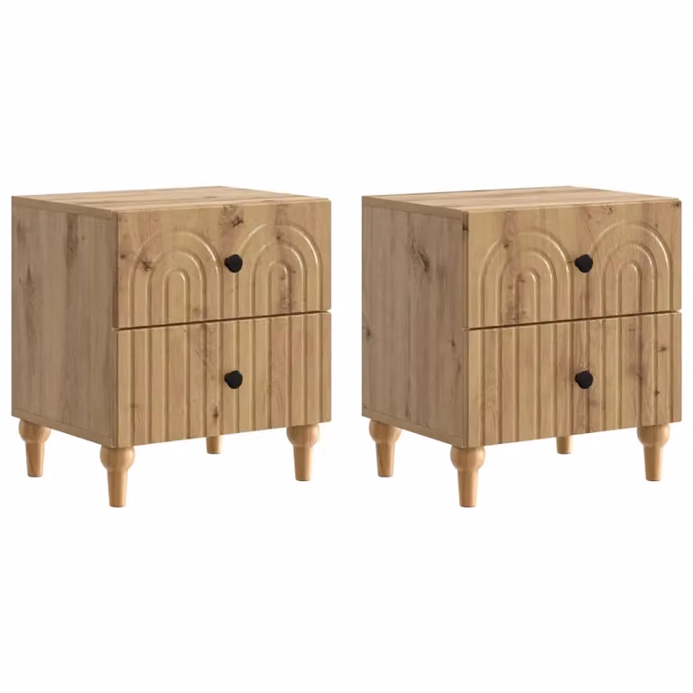 Set di 2 Armadi da Notte vidaXL in Rovere Marrone L: 43 cm, P: 34,5 cm, H: 48 cm