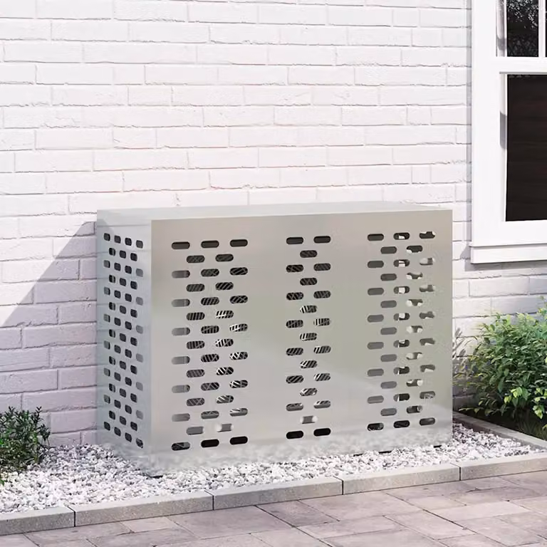 Copertura per condizionatore d'aria vidaXL in acciaio galvanizzato, Argento, L/P/H: 110 x 50 x 80 cm