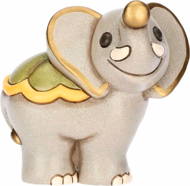 Statuetta Elefante Elly THUN in ceramica grigio e oro