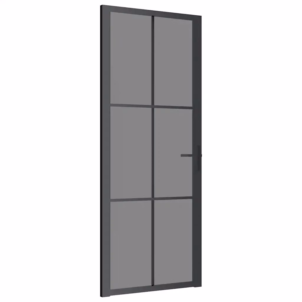 Porta Interna Moderna vidaXL in Vetro Trasparente e Alluminio Nero L: 83 cm, H: 201,5 cm – 2