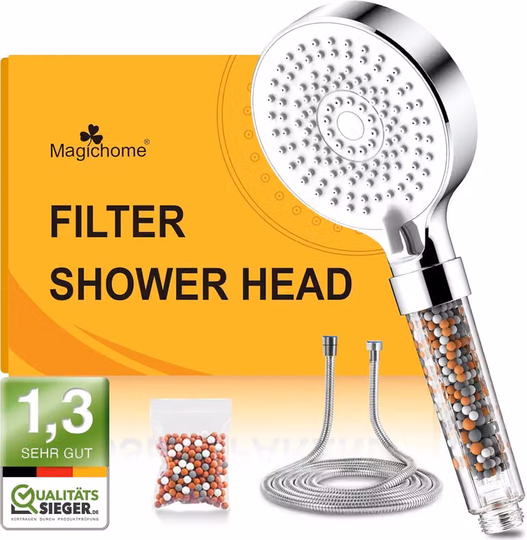 Doccia manuale con tubo da 2 metri, 5 tipi di getto, filtro anticalcare, per il bagno
