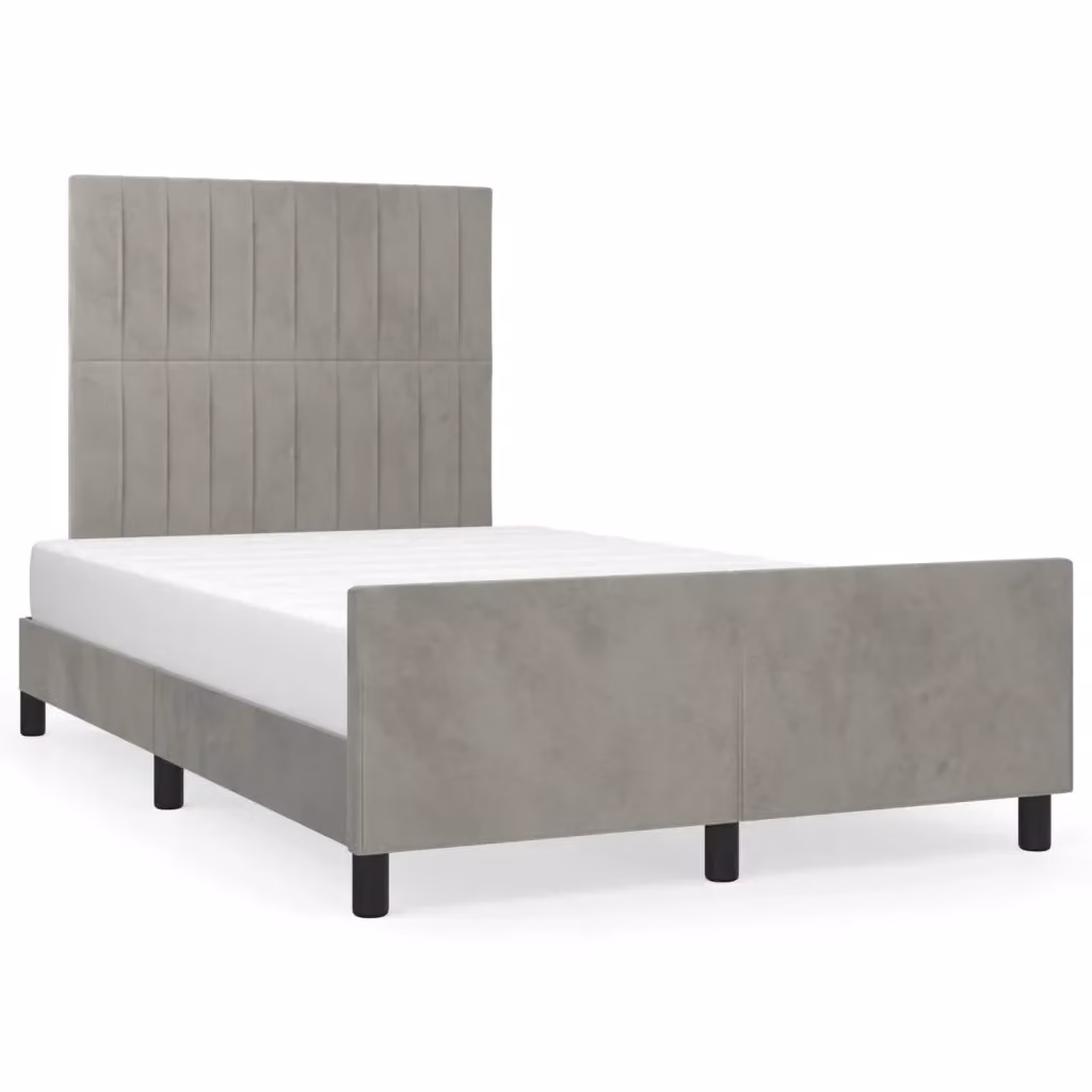vidaXL Giroletto senza Materasso in Velluto Grigio con Struttura in Legno L/P/H: 120 x 200 x 126 cm – 2