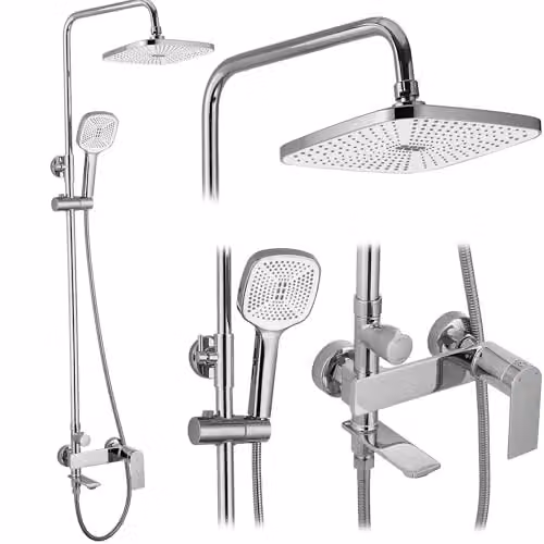 Rea - My1902-78C Storm Set Doccia Cromo, Sistema Doccia In Ottone Per Bagno 45 X 30 X 136 cm