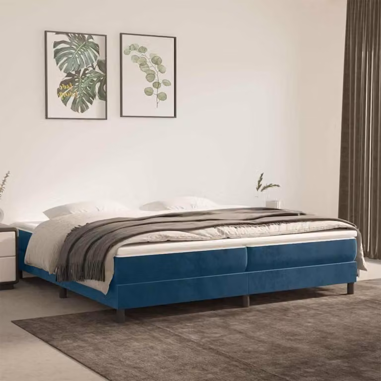 vidaXL Struttura Letto a Rete a Molle in Velluto Blu Scuro L/P: 200 x 200 cm