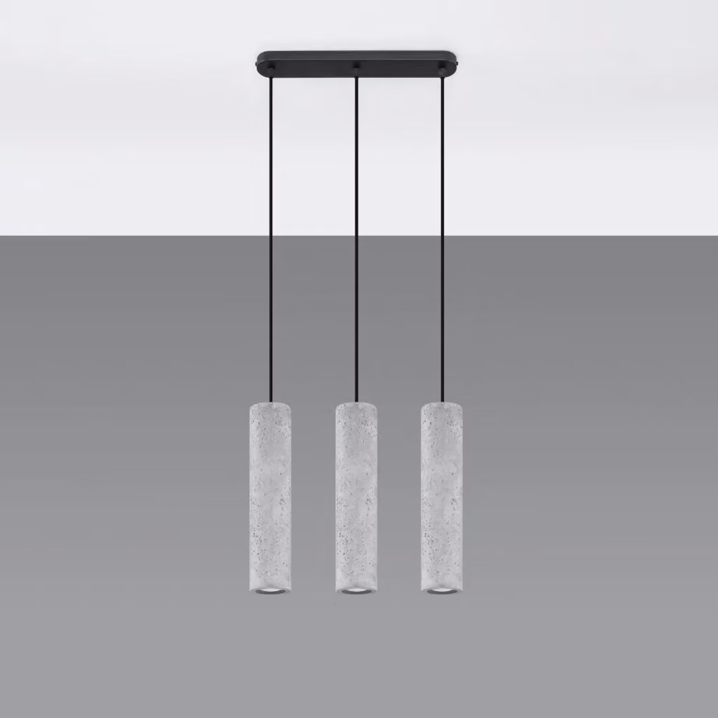Lampadario a sospensione in cemento DANTEO 3 Pure Lume, 3 luci GU10, Grigio e Nero, Altezza regolabile – 2
