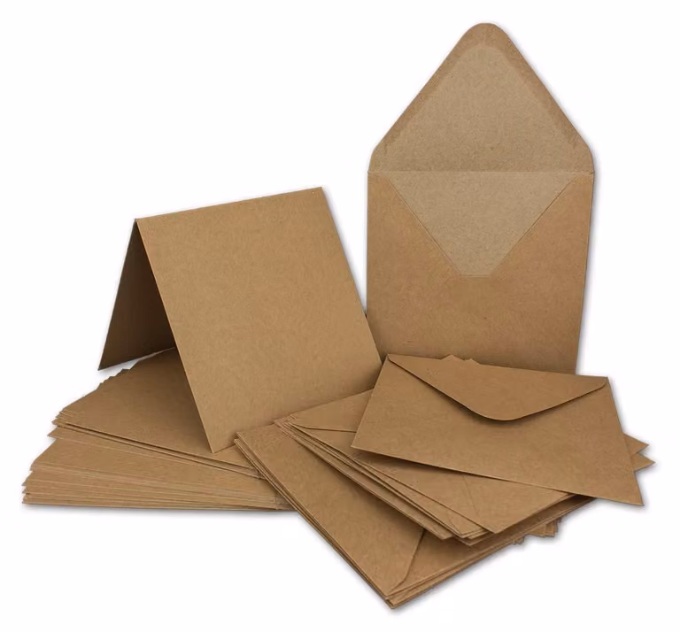 Set di 100 cartoncini in carta kraft, forma quadrata, colore marrone naturale