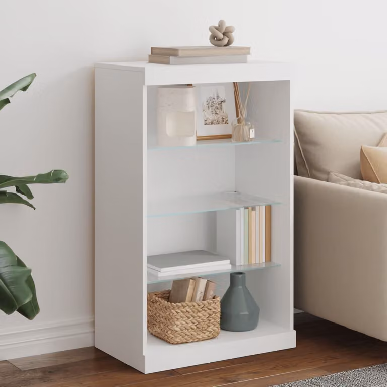 Credenza moderna vidaXL bianca con luci LED integrata da appendere al muro L: 60,5 cm, P: 37 cm, H: 100 cm