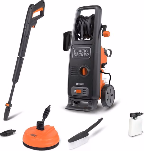 Black+Decker Idropulitrice BXPW2000PE ad Alta Pressione, con Patio Cleaner e Spazzola Fissa, per Auto ed Esterni Casa (150 bar, 460 l/h, 2000 W) Modello 2026