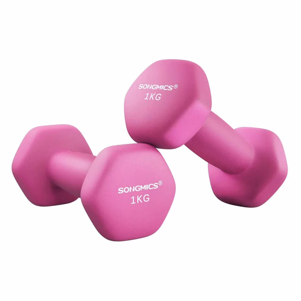 Set di Manubri Esagonali con Superficie in Vinile per Fitness, Rosa