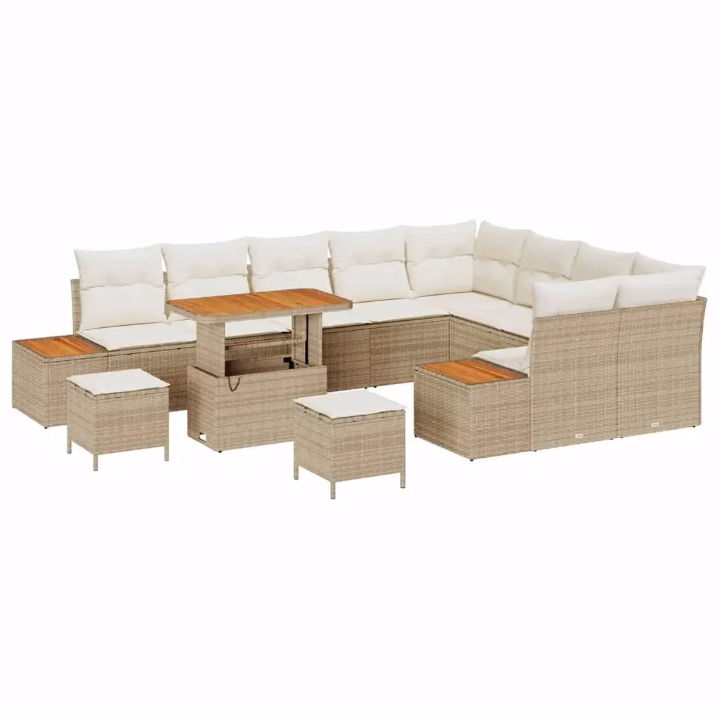 Set Divano da Giardino vidaXL 12 posti in Rattan e Legno di Acacia Beige – 2