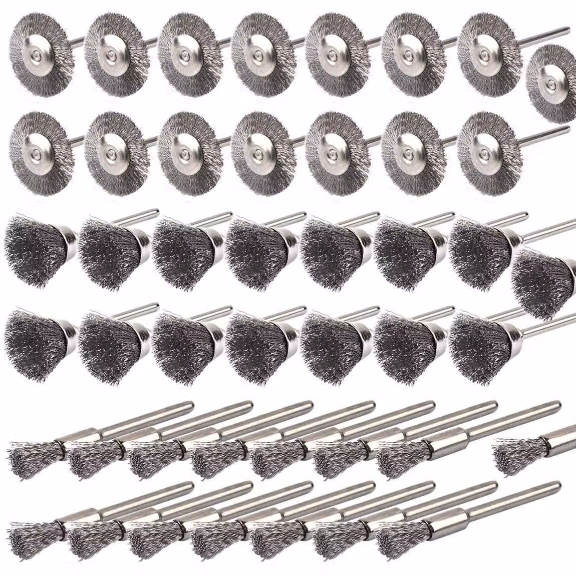 Set di 45 spazzole in acciaio per utensili rotanti