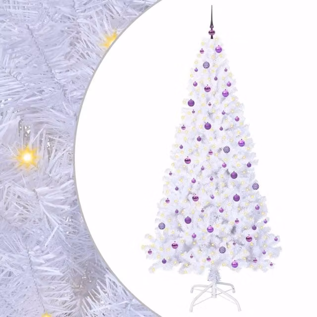 Albero di Natale Artificiale-Albero Natalizio Bianco 240 cm PVC e Acciaio 743621