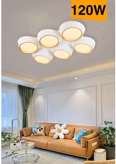 Trade Shop - Plafoniera A Led 120 W Soffitto 6 Cerchi Irregolari Luce 4000k 6500k 3000k C51-b - -bianco Caldo -