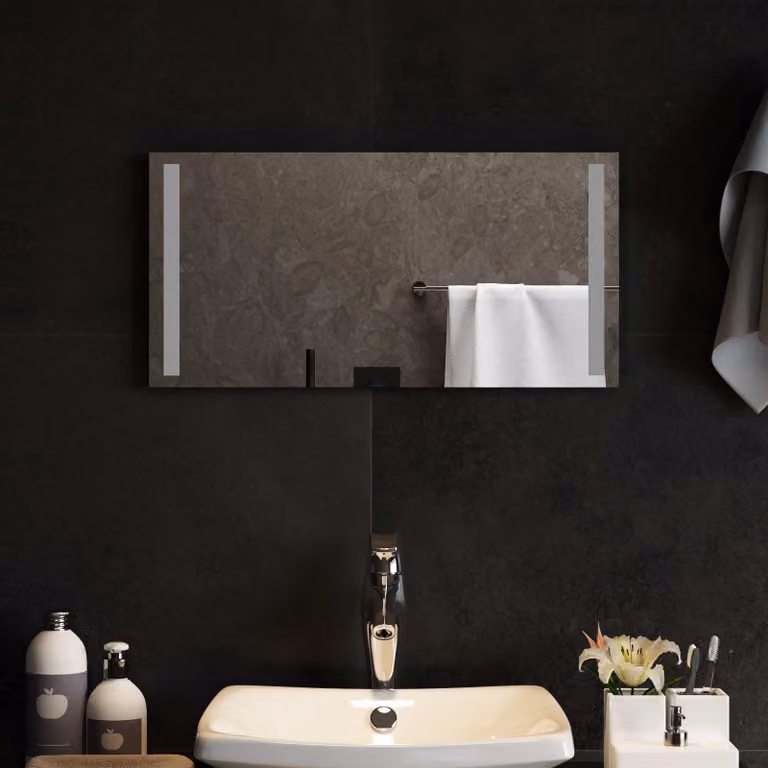 Specchio da bagno moderno vidaXL con luce LED in vetro temperato, L 60 cm x H 30 cm