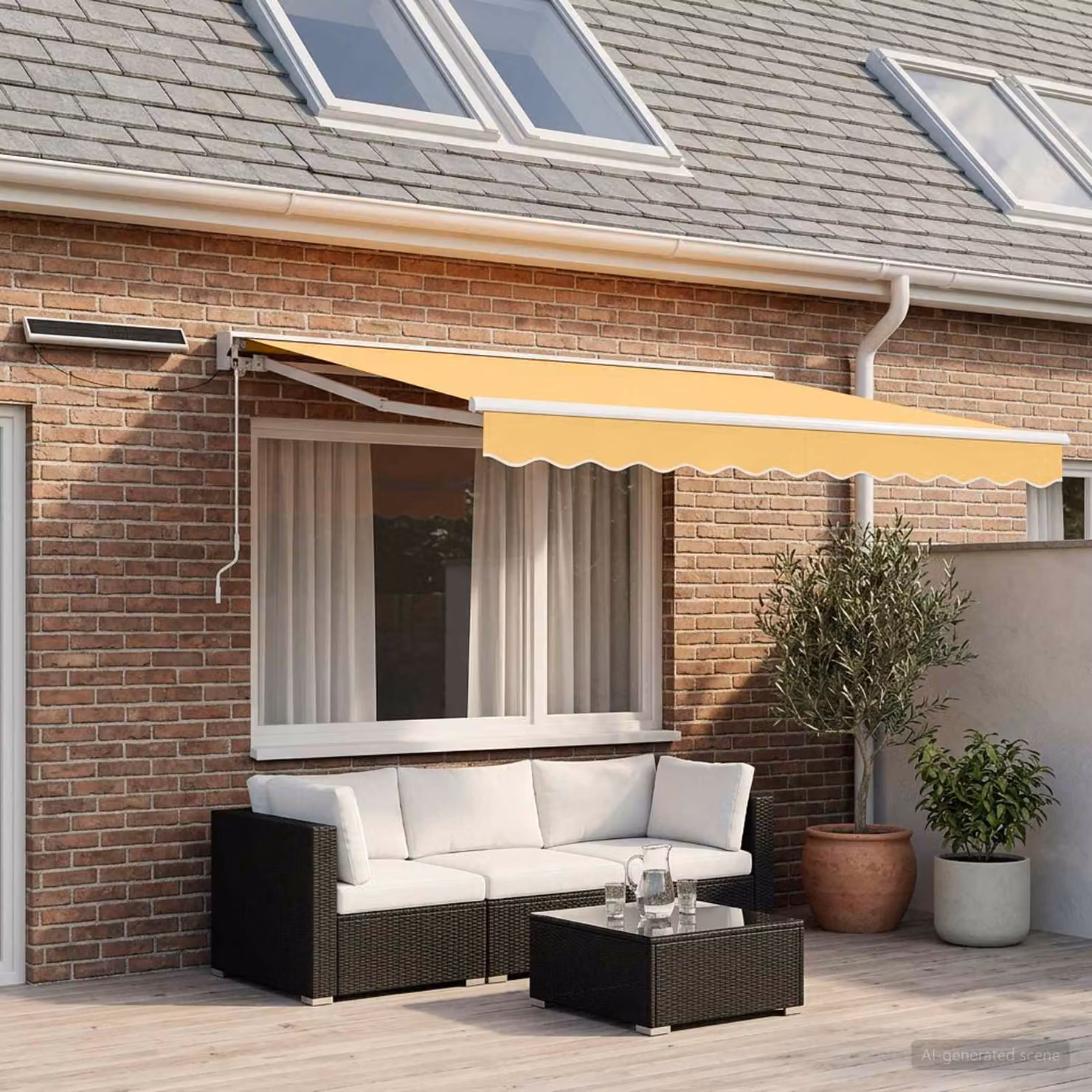 vidaXL Tettuccio Elettrico Retrattile in Poliestere e Alluminio, Colore Sabbia, L 3,5 x P 2,5 m