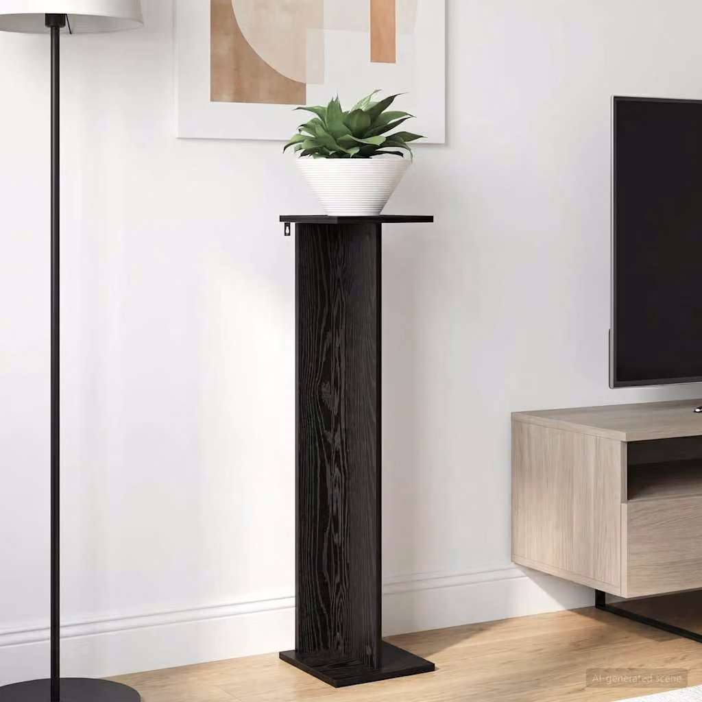 Set di 2 supporti per piante vidaXL in legno nero, design moderno, L/P/H: 25 x 25,5 x 100,5 cm