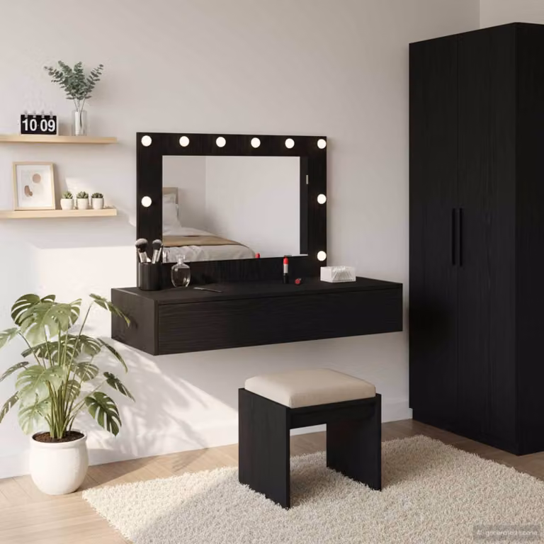 vidaXL Tavolo da Trucco Moderno Nero in MDF L/P/H: 100 x 40 x 70 cm
