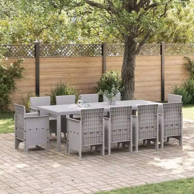Set da Pranzo per Giardino 11 pz Grigio chiaro Polipropilene 3378607