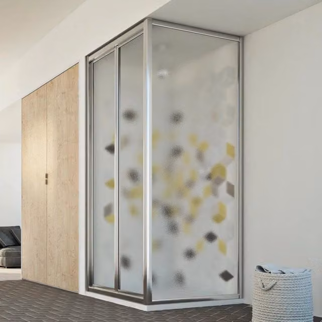 Box Doccia Rettangolare IDRALITE Urban Duo P con Vetro Stampato Multicolore e Profilo Argento L: 70 cm, P: 90 cm, H: 198 cm