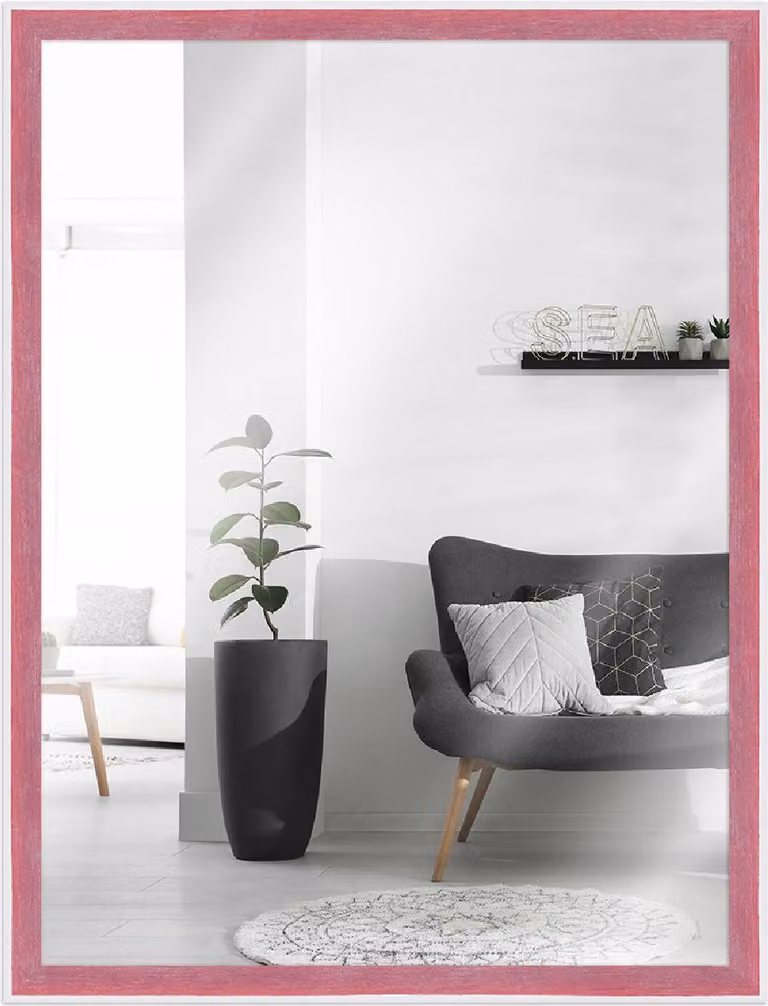 Specchio da parete in legno rosso MendeFrames H080 20x40 cm