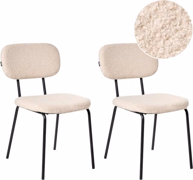 Poltrona Beliani in tessuto bouclé beige con design stile retrò