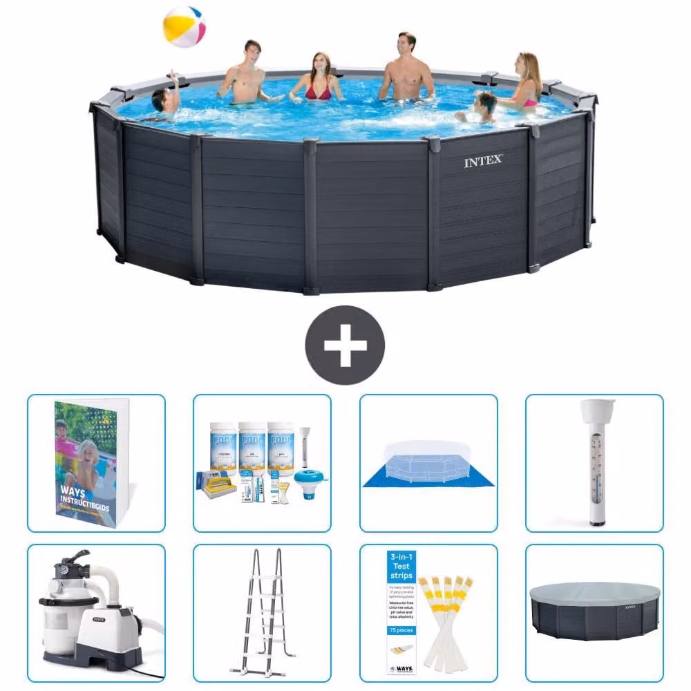 Pannello per piscina in grafite, modello Rund - 478x124 cm - composto da 7 elementi, codice S574