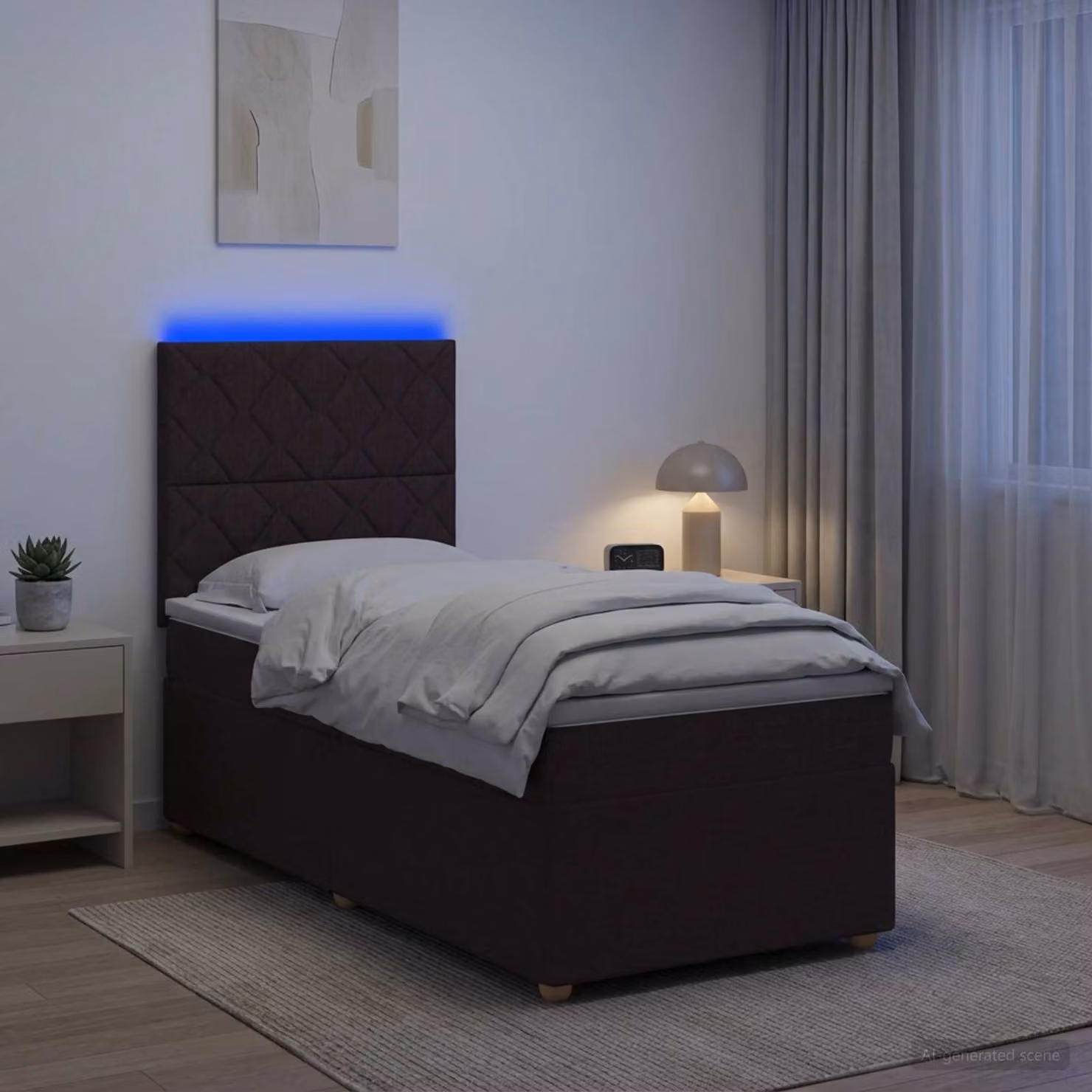Letto box spring ibrido vidaXL con materasso a molle insacchettate e base contenitore, colore marrone, L 190 x L 90 cm