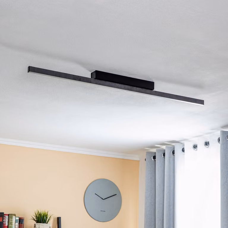 Plafoniera a LED Zino Quitani, dimmerabile, Nero, Corridoio, Alluminio, Moderno, Plafoniera LED