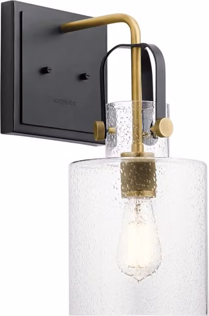 Applique Industrial Nordico Kitner Acciaio Ottone Naturale Vetro 1 Luce E27