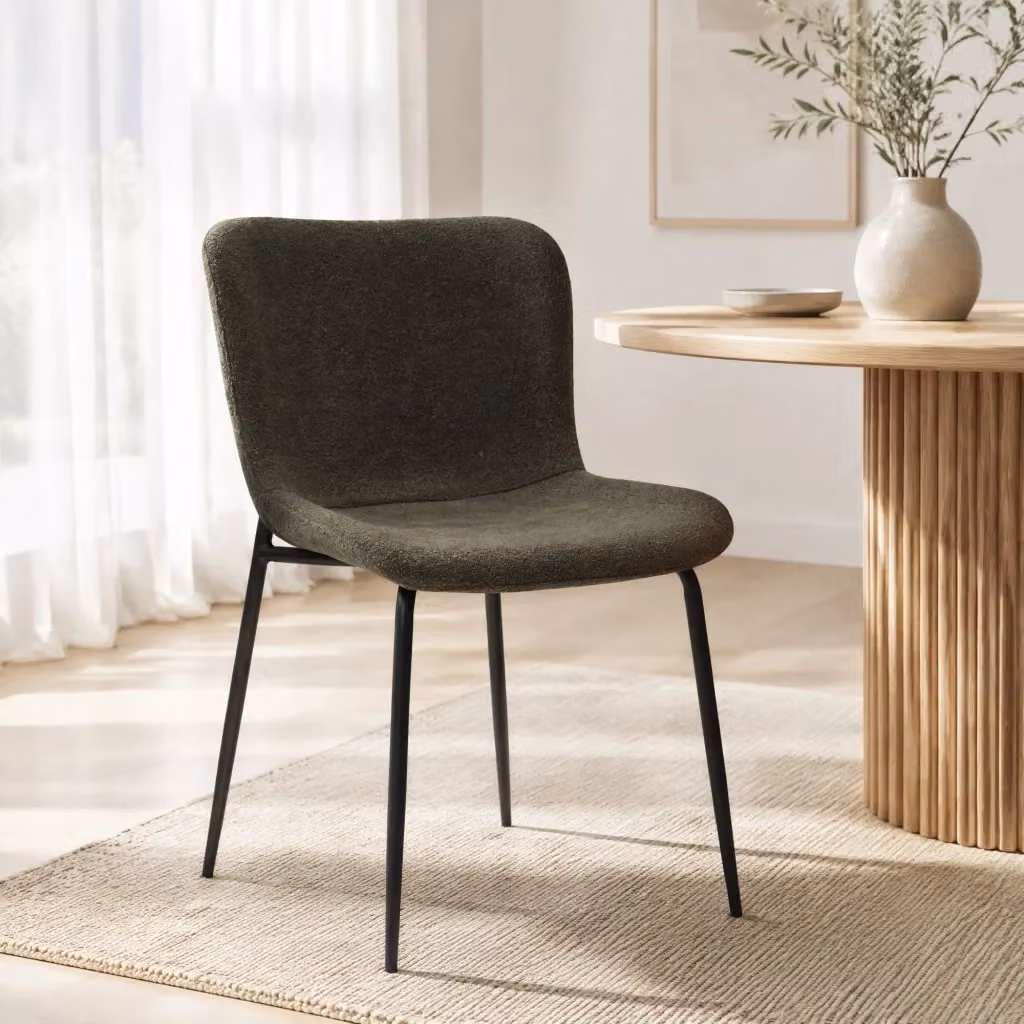 Set di 2 sedie da pranzo moderne MIVRAY in tessuto verde con gambe in metallo e schienale alto arrotondato – 2