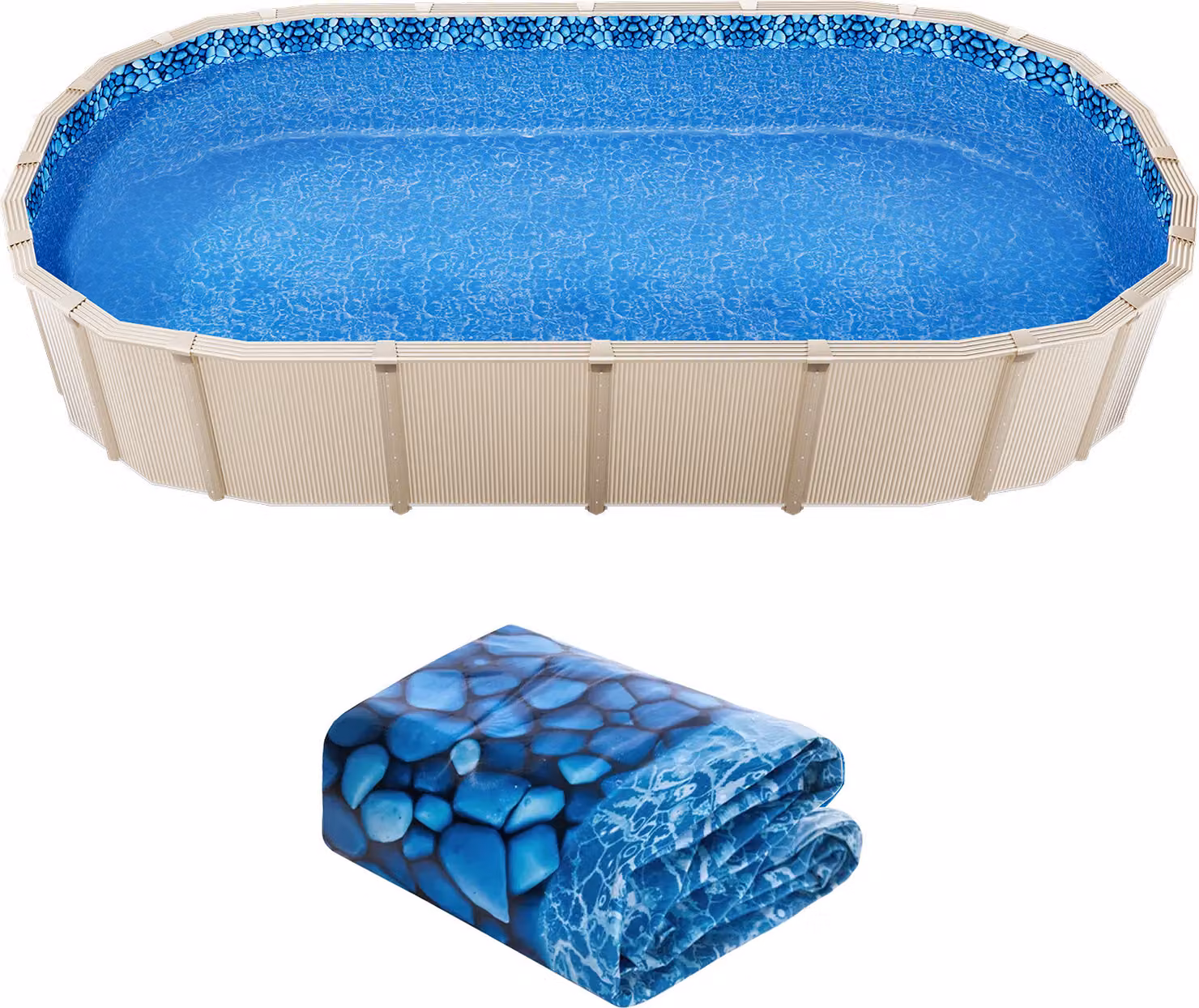 SucceBuy liner per piscina ovale 18x33ft stile Unibead altezza parete 52in