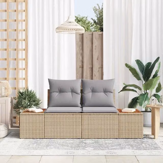 Divano da giardino-Sofa da Giardino-Divano da esterno Beige 184 x 62 x 85cm polyrattan 352519