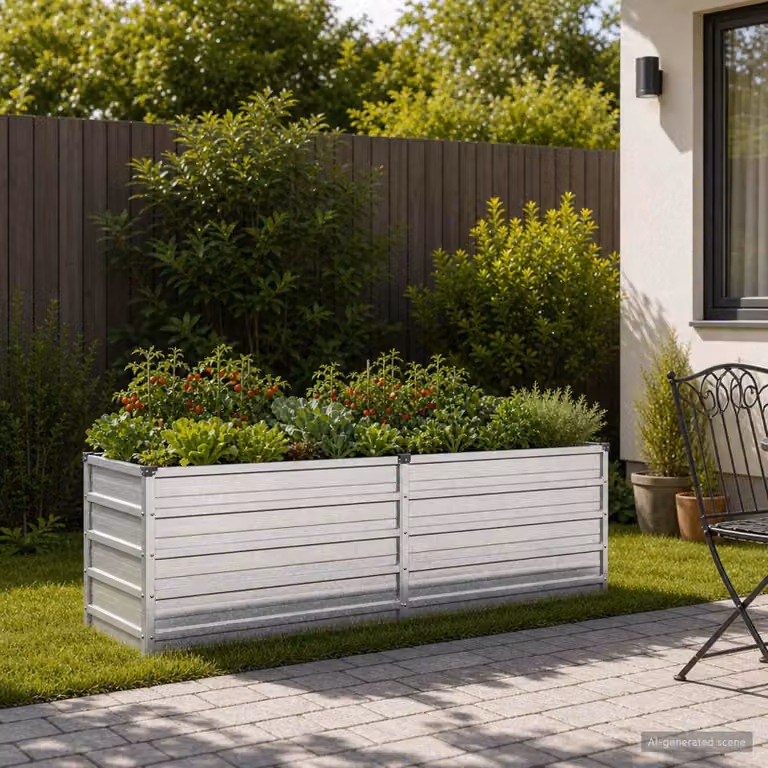 Letto rialzato da giardino vidaXL in acciaio zincato Argento L: 160 cm, P: 40 cm, H: 55 cm