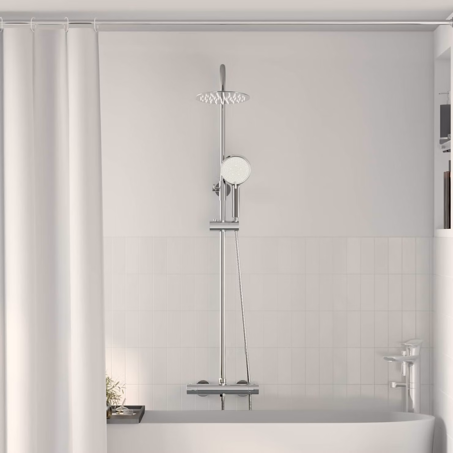 Set di Sistema Doccia Termostatico vidaXL in Acciaio Inox Cromato, L/P/H: 27 x 46 x 123 cm