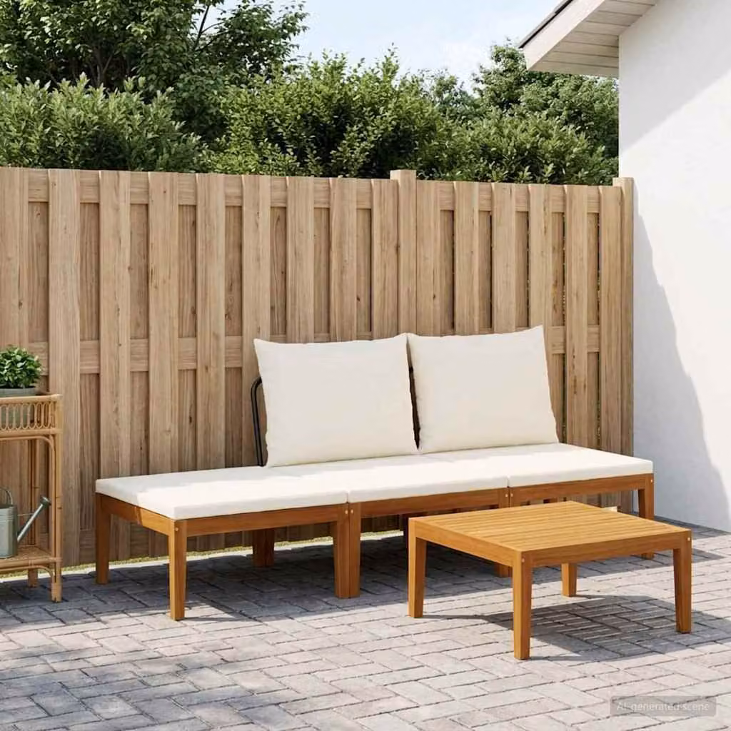 Set di 4 sedie da giardino vidaXL in legno massiccio di acacia e corda color naturale