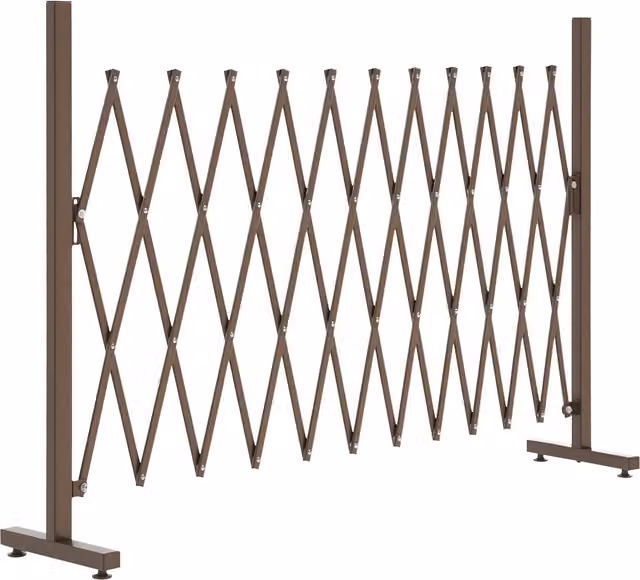 Recinzione estensibile a forbice Outsunny per giardino in alluminio marrone H 103,5 cm, larghezza regolabile da 35 a 300 cm