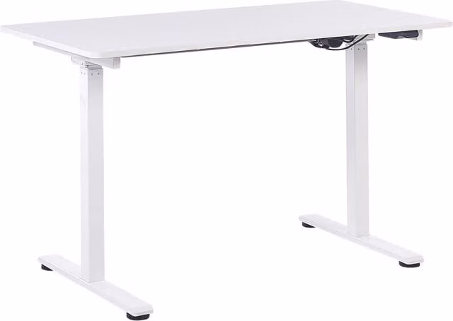 Scrivania elettrica regolabile in altezza BELIANI bianca con piano in MDF e struttura in metallo L: 120 cm, P: 60 cm