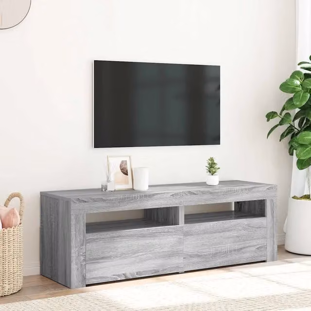 Mobile Porta TV Moderno vidaXL con Luci LED Integrate Grigio, L 120 x P 35 x H 40 cm