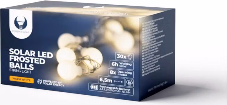 Luci solari LED 6,5 m 30 sfere bianco caldo SFB61
