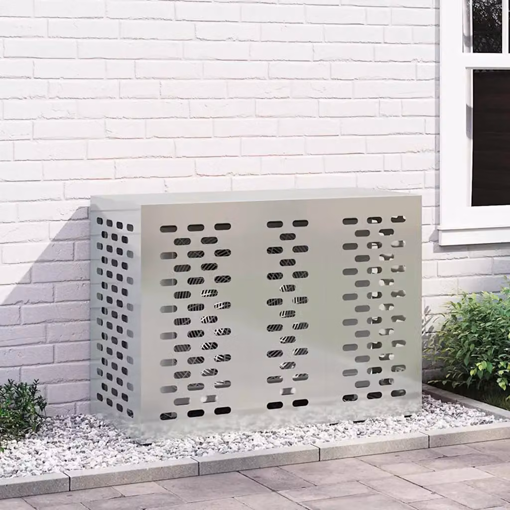 Copertura per condizionatore d'aria vidaXL in acciaio galvanizzato, Argento, L/P/H: 110 x 50 x 80 cm
