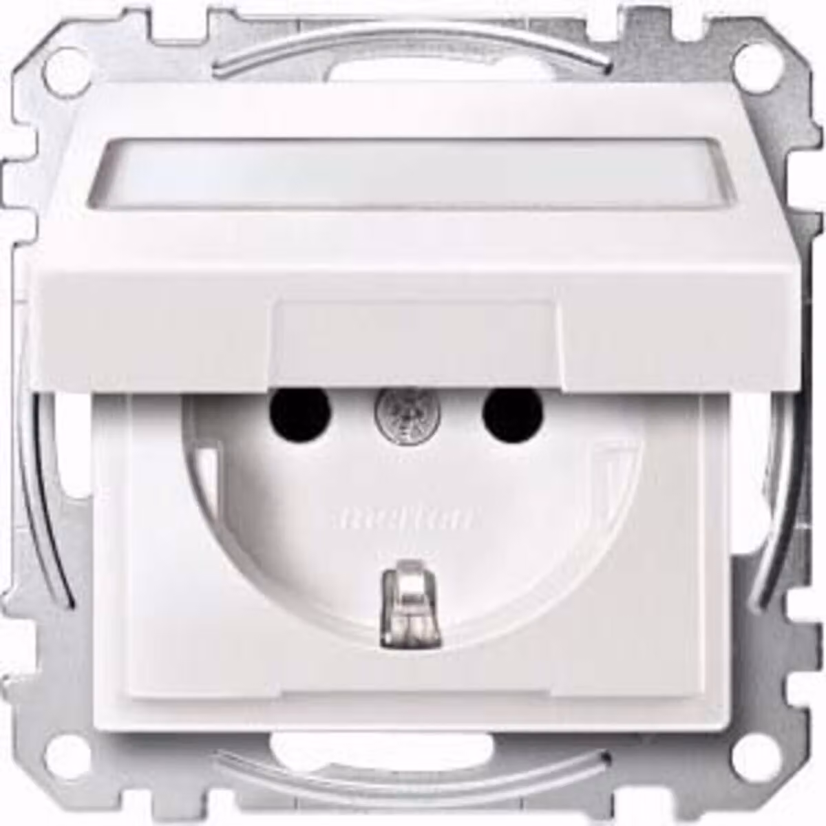 Presa SCHUKO con coperchio ribaltabile e scritta, BRS, a innesto, bianco polare, sistema M