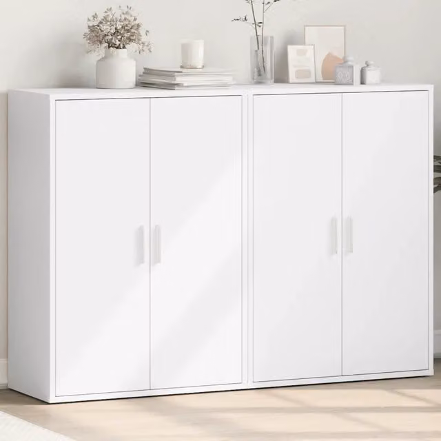 Set di 2 credenze bianche vidaXL in legno multistrato da appendere al muro per sala da pranzo L: 60 cm, P: 31 cm, H: 84 cm