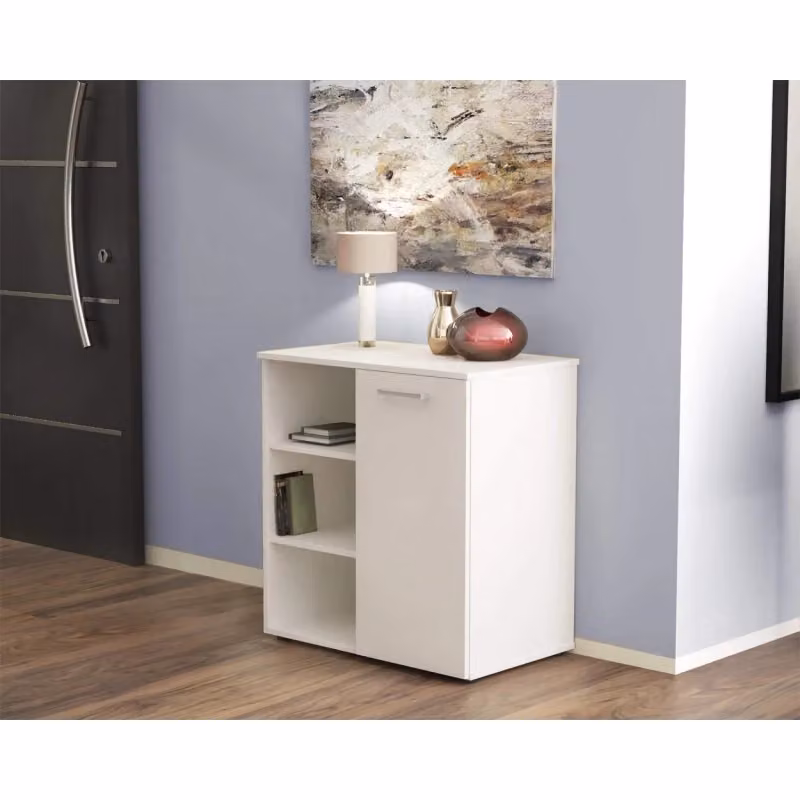 Mobiletto Cosma con 1 anta e 3 mensole bianco opaco – 2