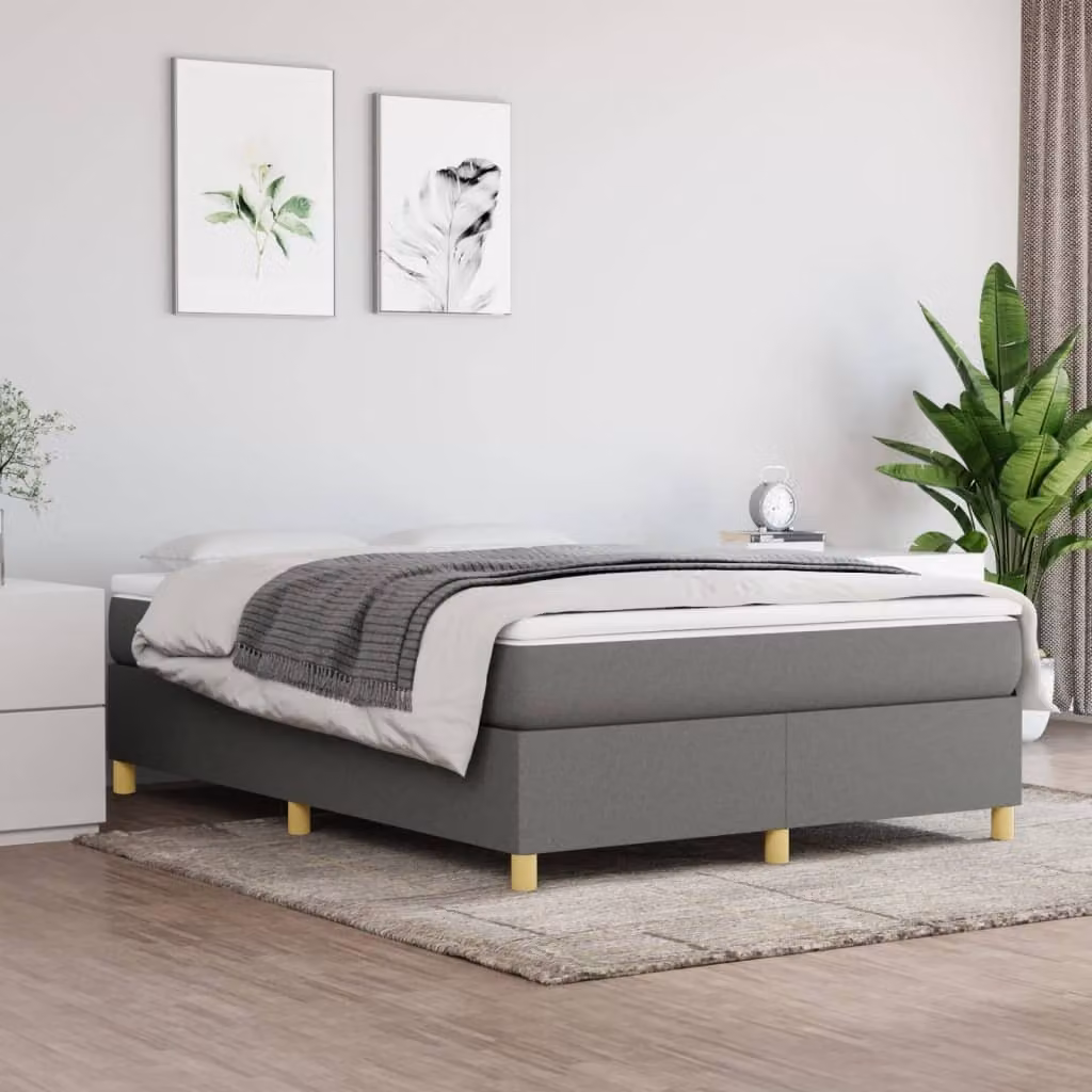 The Living Store Struttura letto grigio scuro 140x190 cm in tessuto
