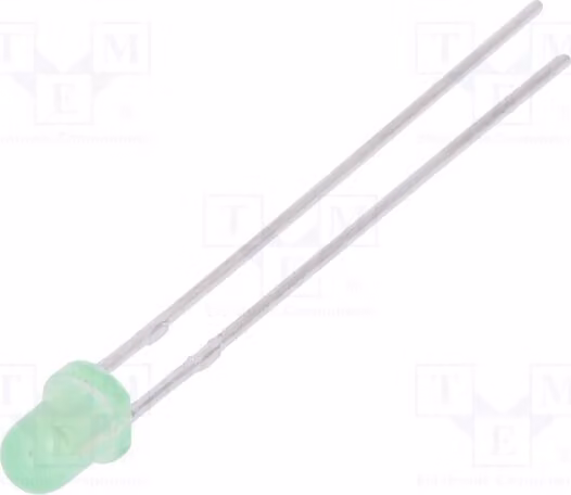 5x LED LL-304GD2C-1B, diodi LED a montaggio traversa, 3 mm, 3 mm, angolo di emissione 60°, giallo-verde, 70÷120 mcd