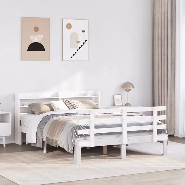 Giroletto con Testiera senza Materasso-Struttura Letto Bianco 140x190 cm 974463