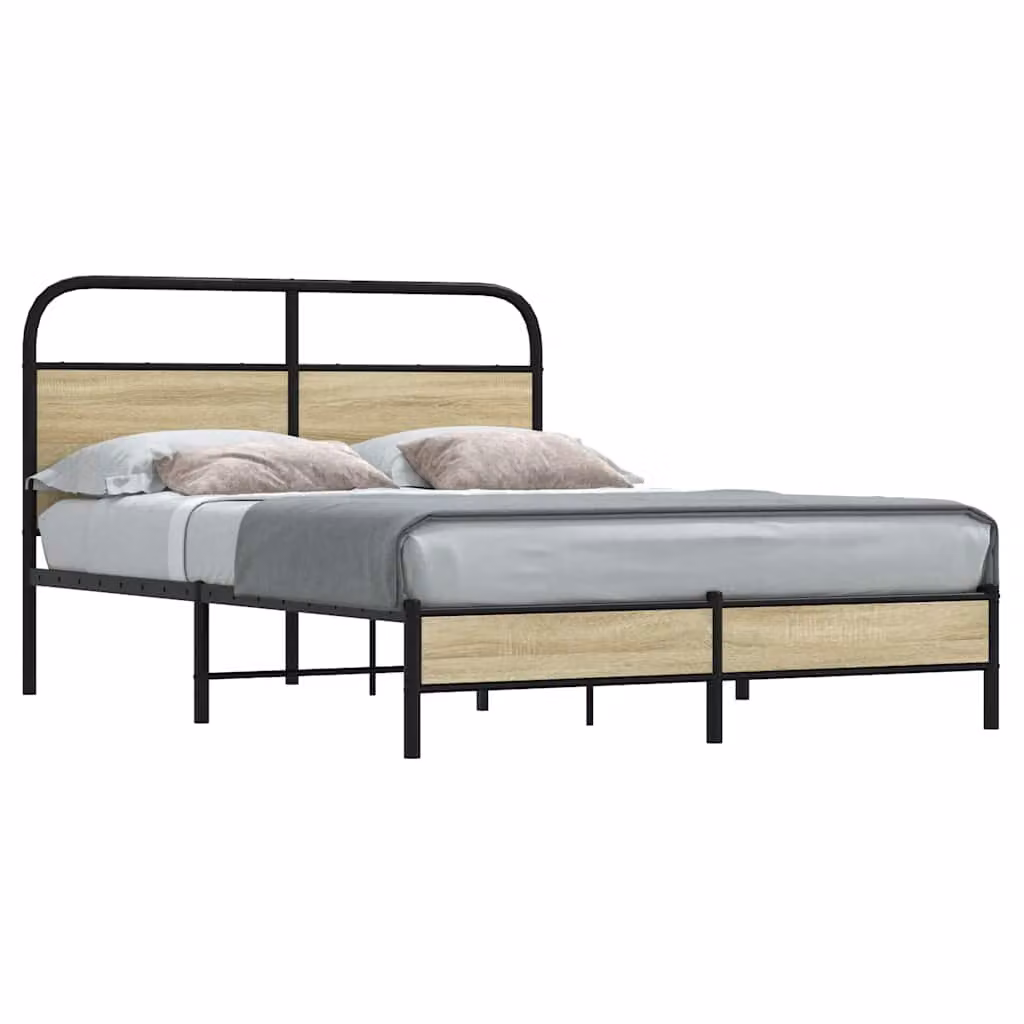 vidaXL Giroletto senza Materasso in Rovere Sonoma e Truciolato, L/P/H: 120 x 200 cm