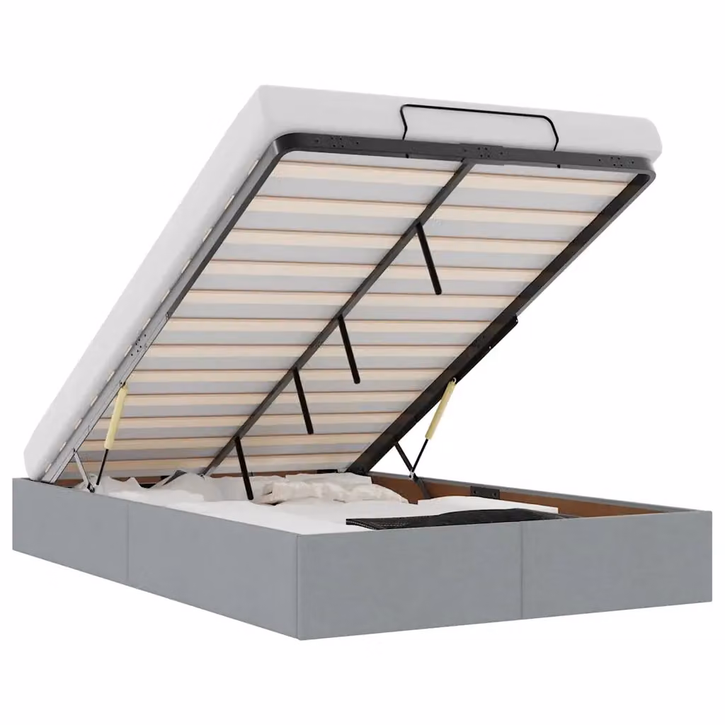 Struttura Letto con Contenitore a Sollevamento vidaXL in Tessuto Grigio L: 120 cm, P: 200 cm, H: 140 cm – 2